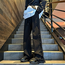 排扣冲锋裤男春秋美式vibe高街机能微喇裤子休闲长裤炸街G067/40，男装休闲裤，星座506