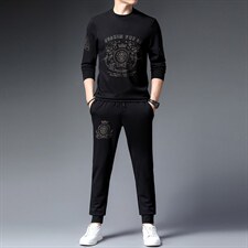 BJ9809秋季2023年新款男士长袖长裤修身休闲时尚卫衣套装P160，男装休闲套装，电商B360