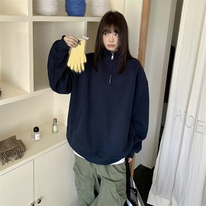 抖音得物品质二开 26春装美式高阶结构半拉链立领卫衣外套W91图片