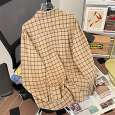 美式vintage复古格纹衬衫男女基础款长袖衬衣高级感外套6001/P48，男装衬衫，星座506