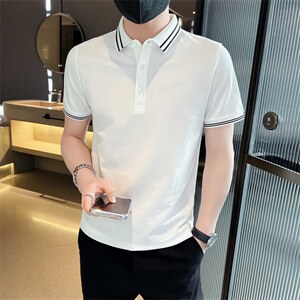 主推品质大码简约撞色领大码短袖翻领Polo衫潮牌上衣T063-38图片