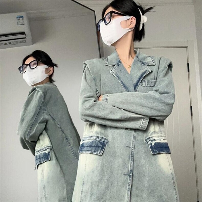 美式复古水洗做旧牛仔外套女秋季百搭设计感宽松长袖开衫夹克上衣,男装工装外套,星座1210-1