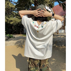 万针全刺绣工艺抖音得物高品质260克重磅纯棉双纱美式高街短袖T恤，男装T恤，电商A486