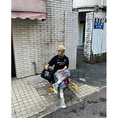 DKN47LL-P60美式复古贴画印花牛仔短裤男宽松直筒七分裤，男装牛仔裤，星座1007（原301D）