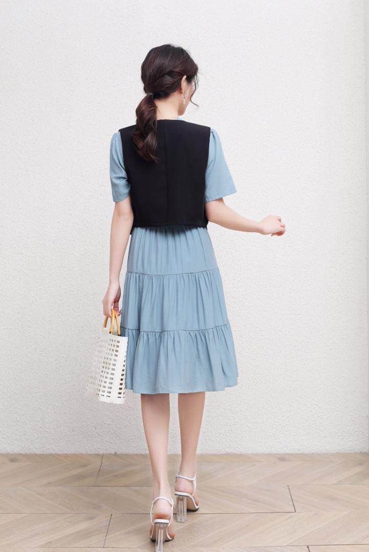 夏季新款韩版两件套连衣裙，女装连衣裙，裳之恋语