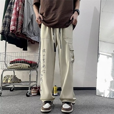 休闲裤男韩版潮流高街帅气字母2024夏季ins束脚长裤K5079-P39，男装休闲裤，星座412-3