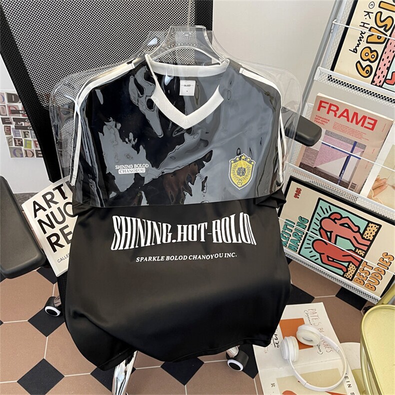 夏季美式条纹运动球衣短袖T恤男女宽松休闲百搭半袖上衣VT177P38,男装T恤,星座1013-1