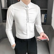 B302CS301降2021春秋装新品店主风长袖衬衫送同款配饰，男装衬衫，电商B216（原B302）