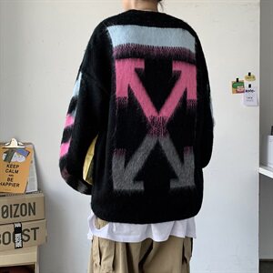 秋冬新品渐变色情侣毛衣韩版宽松潮流个性男女套头针织衫T805-P75图片