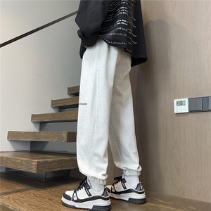 2025秋冬装华棉刺绣休闲裤宽松卫裤潮男 K8766/特P35 花灰3图片