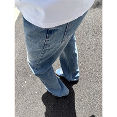 W10096-P48网图现货美式复古竹节纹直筒牛仔裤弯刀拖地裤，男装牛仔裤，星座1608-2