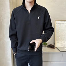 立领半拉链卫衣男士春秋潮牌运动款重磅刺绣套头衫上衣W7101-P80，男装卫衣，电商A237