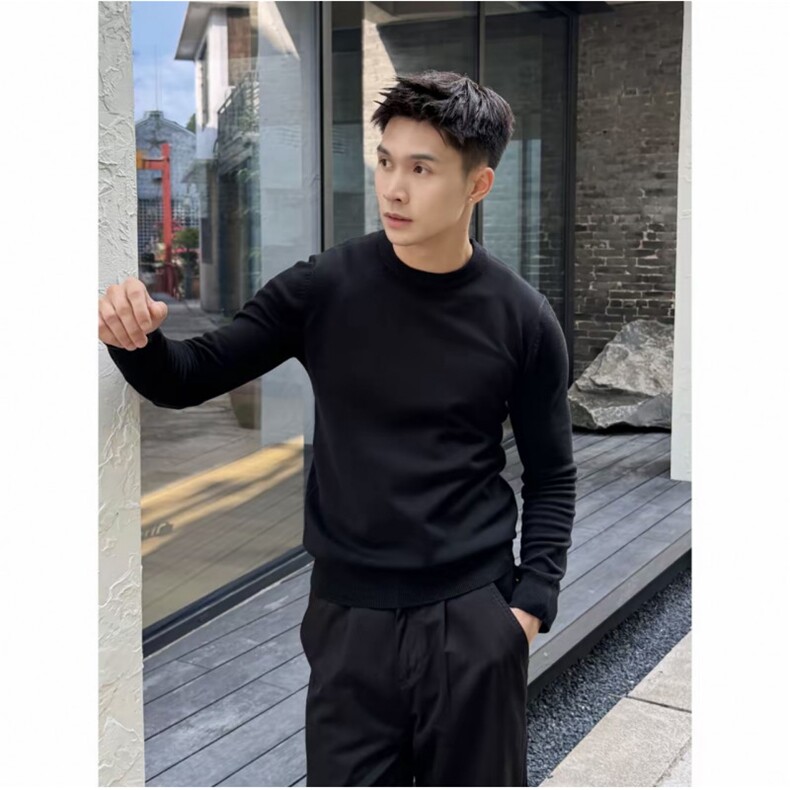保暖亲肤针织长袖T恤毛衣修身男休闲通勤打底衫秋冬季PL141/P35,男装T恤,电商A243