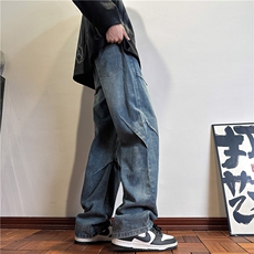 k1085-p55-控78S-3XL现货折皱宽松cleanfit牛仔裤，男装牛仔裤，星座116