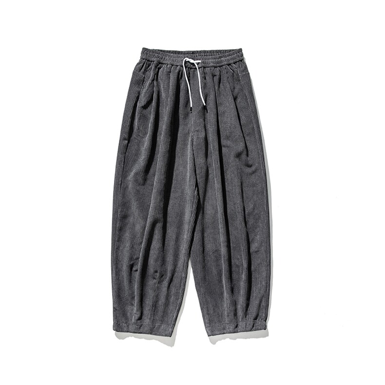 秋冬纯色大码灯芯绒宽松休闲哈伦阔腿直筒基础长裤情侣K116/P65,男装休闲裤,电商A221A