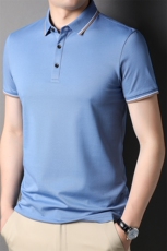 D77299钱塘2020-1夏季男士新款商务休闲翻领短袖精品T恤P50，男装T恤，钱塘207-2