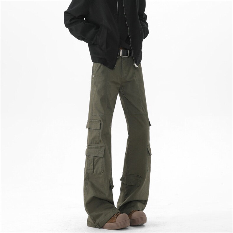 美式多口袋微喇工装裤男春秋季2025新款潮牌修身显瘦阔腿休闲裤子，男装休闲裤，星座1218（原611-3）