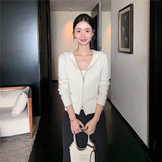 2025秋冬百搭时尚拉链帽衫开衫，女装羊绒衫，玛卡隆羊绒