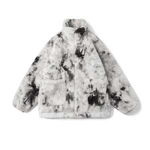 白底图 羊羔毛棉衣男夹克潮扎染情侣毛绒外套男YG7503P128控168图片