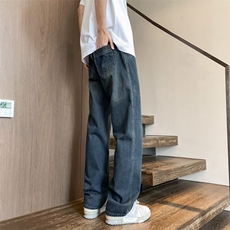 裤子复古美式高街牛仔裤修身直筒水洗做旧男生长裤N7278-P48，男装牛仔裤，星座308B-2