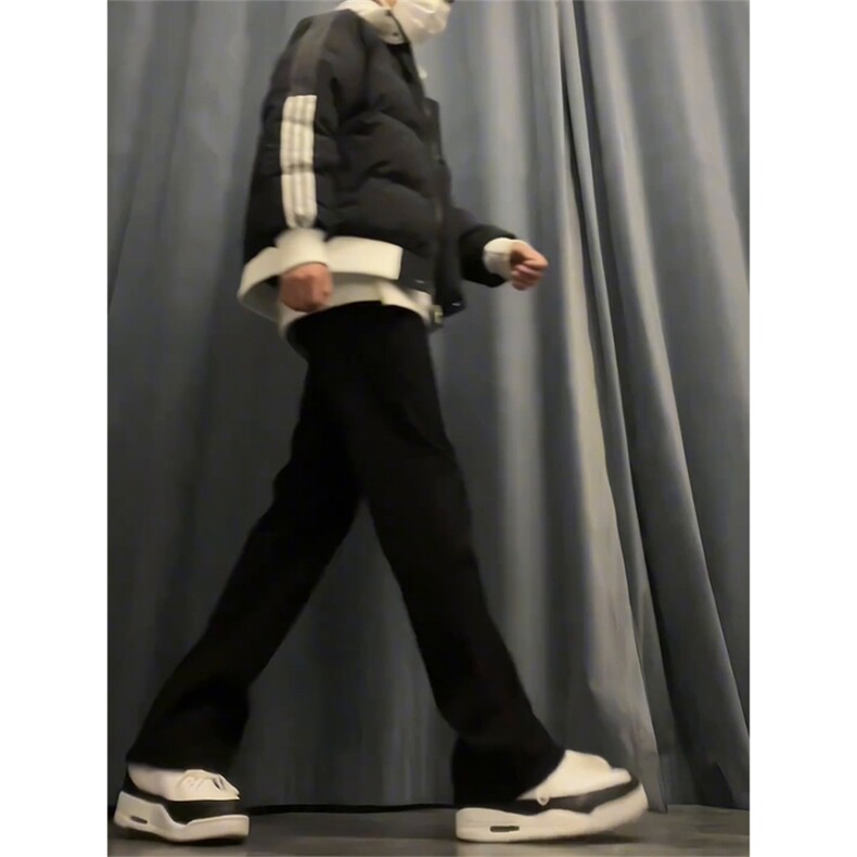 纯黑色弹力牛仔裤秋冬款cleanfit显瘦微喇裤子CHNZK01-P53加绒58,男装牛仔裤,星座1007（原301D）