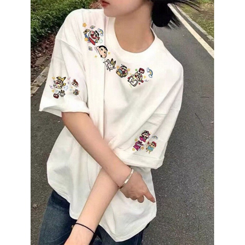CP1149-P39潮牌美式卡刺绣短袖t恤女夏季新款半袖上衣,男装T恤,电商B323A