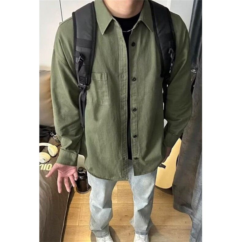日系cityboy纯棉衬衫外套男春秋款宽松休闲百搭长袖衬衣CS53,男装衬衫,星座1116A（原606A-3）