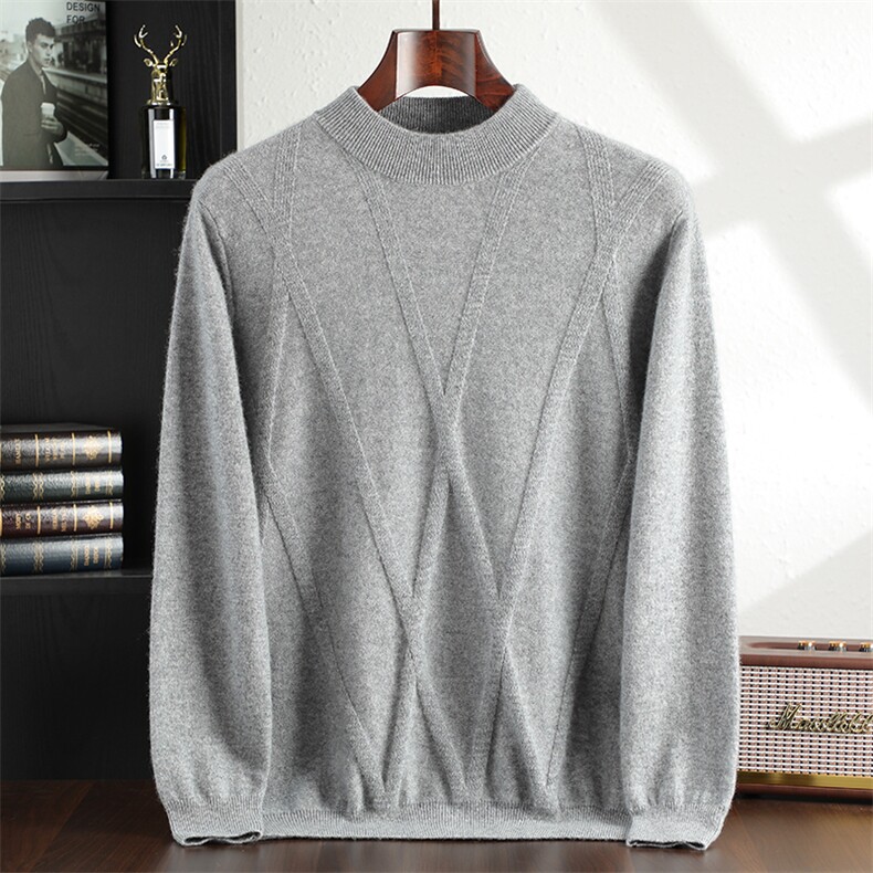 男款圆领菱形衫35%简约时尚柔软贴肤男装，男装羊绒套衫，飞邦羊绒