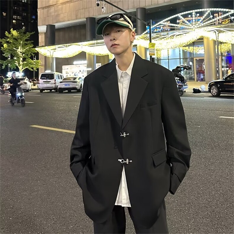 小众设计感垫肩西服外套金属装饰简约高级潮流上衣外套XW130-P75,男装西服,星座1109-3