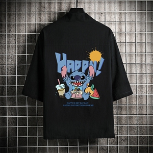 HF59077-P40风汉服男开衫外套七分袖道袍 网格挂拍图片