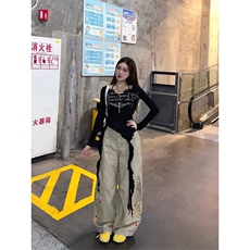 W10354-P73网图现货立体裁剪休闲弯刀裤秋冬美式工装泼墨哈伦裤，男装工装外套，星座1608