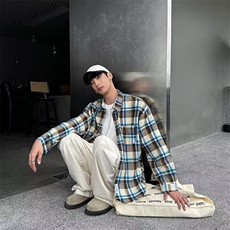 1506/QC520/P44复古长袖格子衬衫男2026新款秋季休闲衬衣，男装衬衫，星座1506