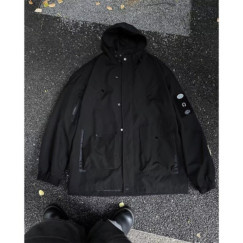 春秋潮牌连帽百搭冲锋衣男女士休闲工装徽章夹克外套-JK0188-p72,男装夹克,星座601-2