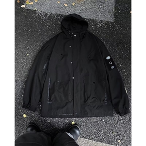 春秋潮牌连帽百搭冲锋衣男女士休闲工装徽章夹克外套-JK0188-p72