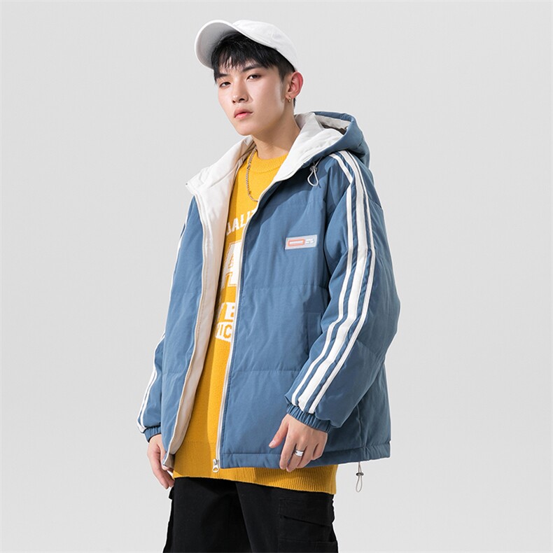 无影墙冬季新款时尚侧边条纹宽松保暖立领羽绒服YR2026P135控158,男装羽绒服,电商A247-1