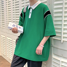 夏装学生简约休闲翻领Polo衫时尚撞色短袖T恤男女629-P35控价58，男装Polo衫，电商A441-1