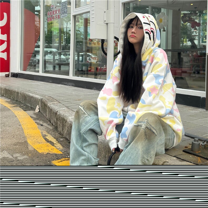 春季新品男女学生外套卫衣美式复古双帽迷彩连帽拉链开衫休闲百搭,男装卫衣,星座506A