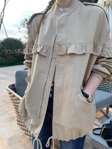 荷叶边休闲外套，女装，嗨摩拉