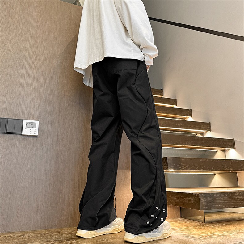 美式高街风设计感春秋男女工装裤ins小众潮牌宽松直筒裤K0961-P50,男装休闲裤,星座308B-1