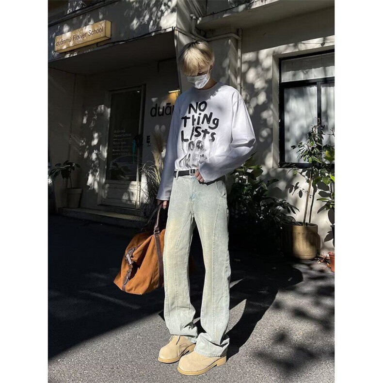 牛仔裤男2025春季新款美式直筒长裤NT804P45,男装牛仔裤,星座1116-2
