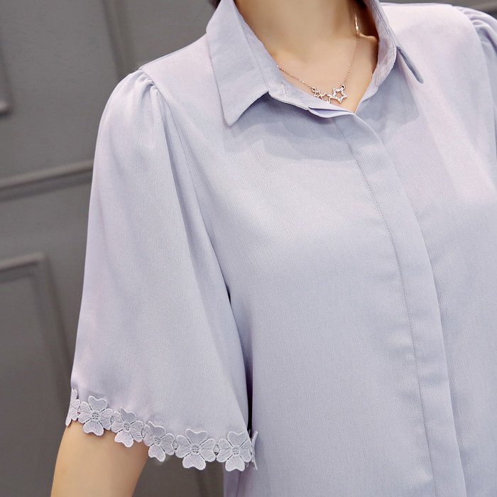 职业休闲2021年夏季立领花边五分袖纯色八分阔腿裤两件套,女装套装/套裙,蓝诺裳