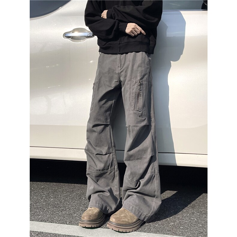 XZ612-K219-P65 美式复古工装裤铆钉宽松直筒水洗百搭休闲裤男女图片
