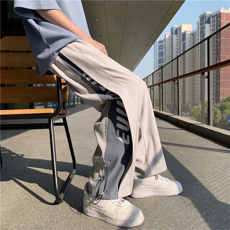 运动裤男宽松百搭潮牌痞帅ins港风直筒休闲抽绳束脚裤子GK821-p30,男装休闲裤,星座1008