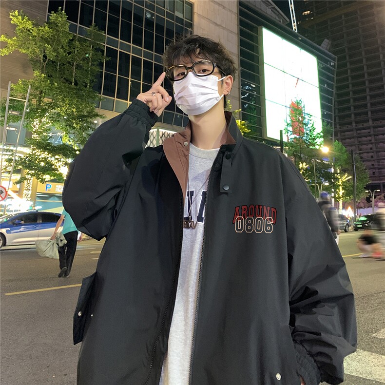 港风 23新款秋季时尚百搭宽松字母印花潮流夹克外套F424P65控88图片