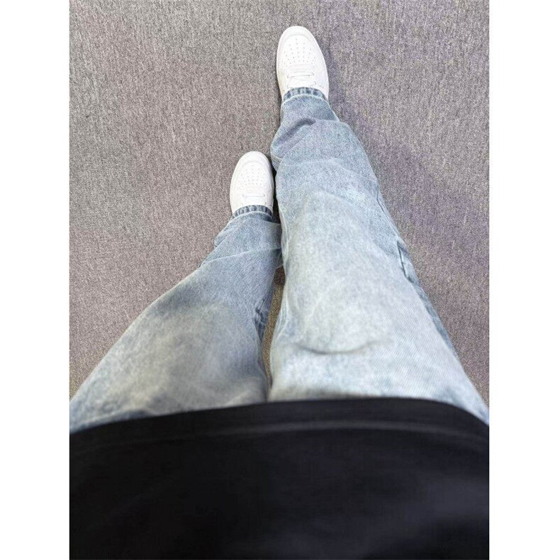 【有货】NZ455HH-特P42冰蓝闪电纹水洗牛仔裤男女直筒裤子,男装牛仔裤,星座1007（原301D）
