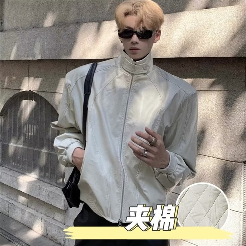 网图高街美式PU皮夹克韩版简约百搭休闲夹棉外套A025-QY1088-P68,男装夹克,电商A025