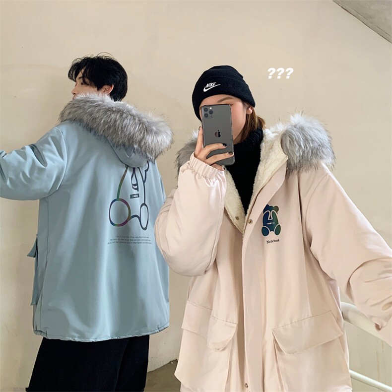 情侣装冬装小熊反光羊羔毛情侣棉衣外套毛领棉服G902P128男,男装棉衣,电商A339