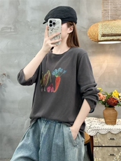 2025秋冬百搭舒适简约萝卜玉米长袖，女装T恤，湘姗