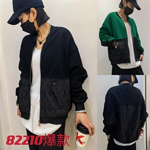 针织拼接休闲棒球服，其它，红嘴鹰(1F)