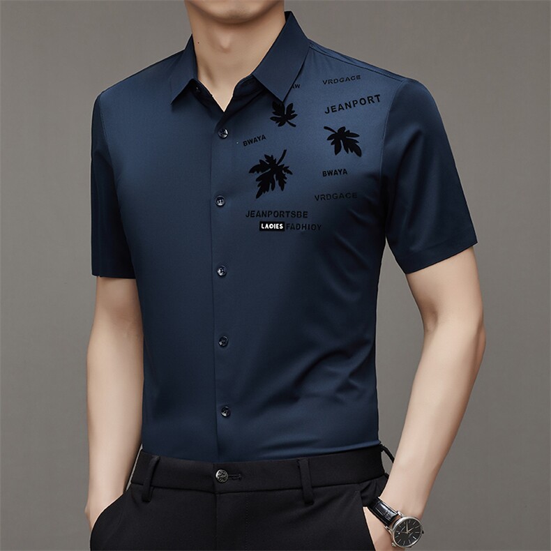爸爸夏装短袖衬衫商务休闲男士上衣服夏季薄款衬衣夏天中年人男装,男装衬衫,电商B212（原钱塘6029）